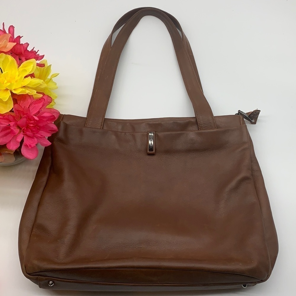 Marco Buggiani Tan Leather Tote Bag Purse. BRN1581A